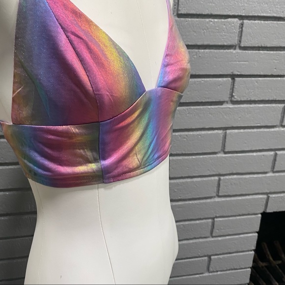 Holographic Bralette Crop Top - Picture 2 of 16